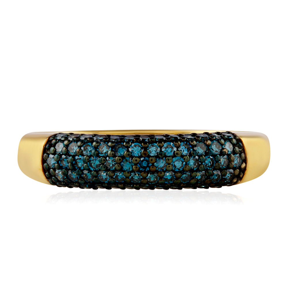 Anel de Prata com Banho de Ouro com Diamante Azul 1 