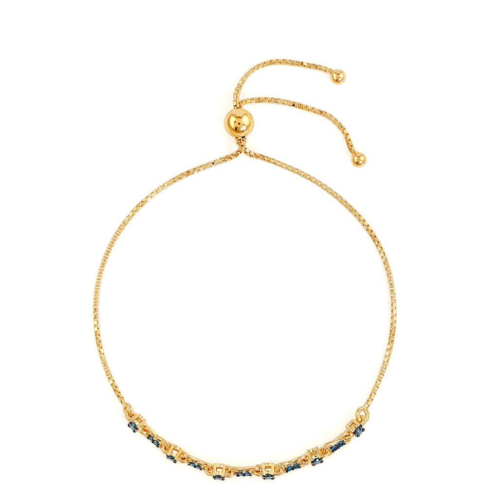 Pulseira de Prata com Banho de Ouro com Diamante Azul 2 
