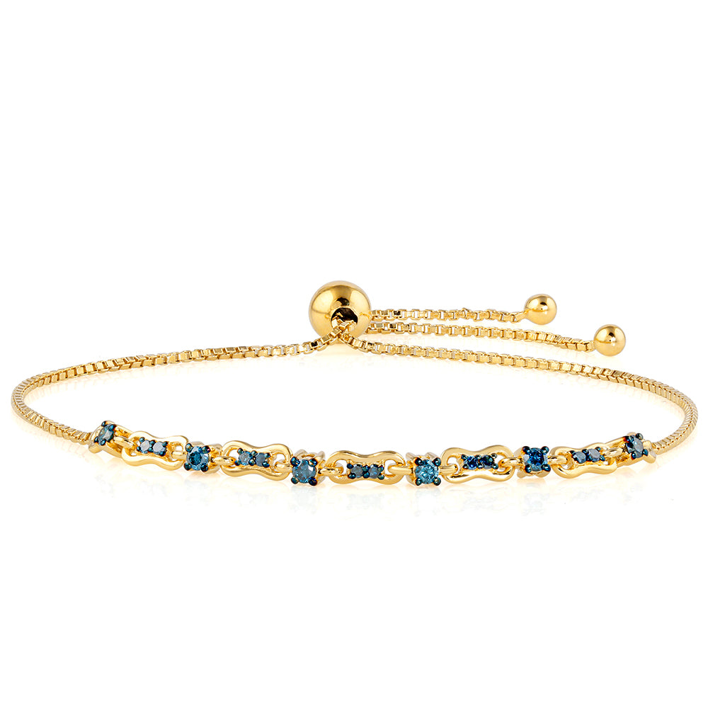 Pulseira de Prata com Banho de Ouro com Diamante Azul 1 