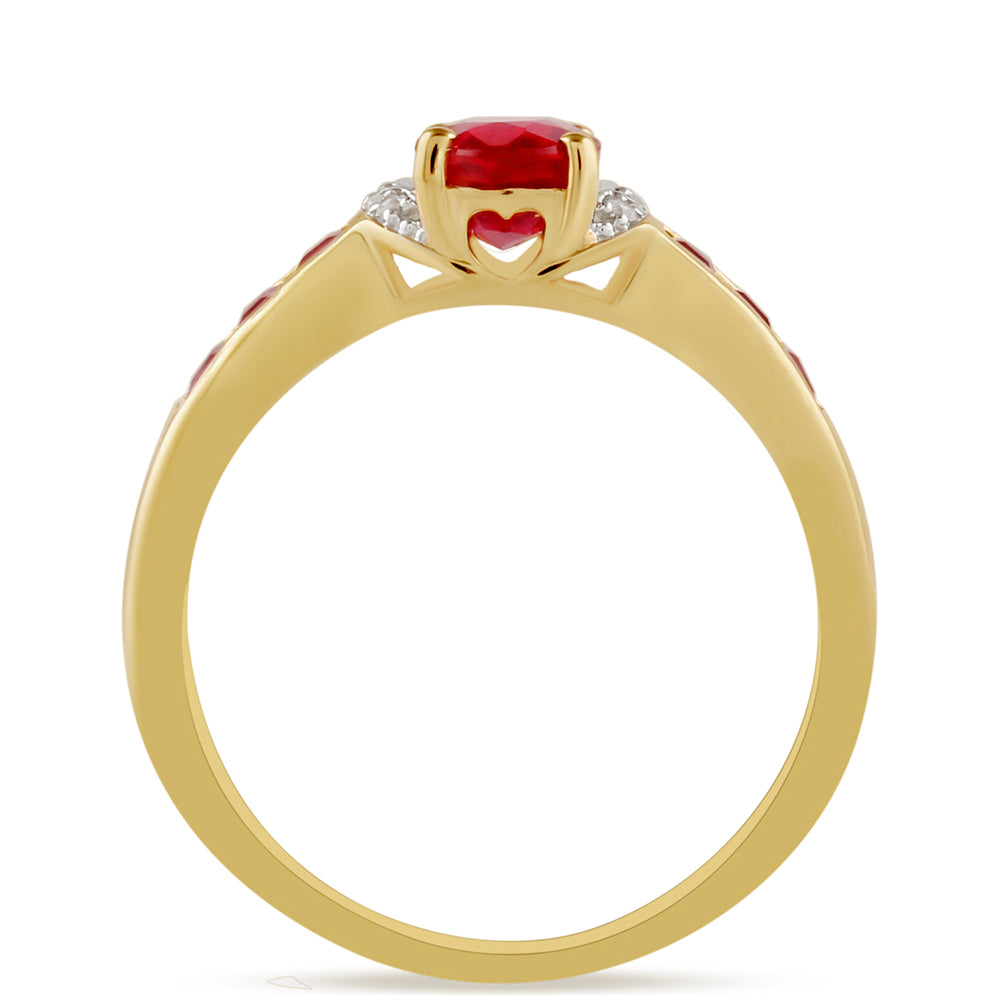 Anel de Prata com Banho de Ouro com Rubi da Tailândia e Topázio Branco 4 