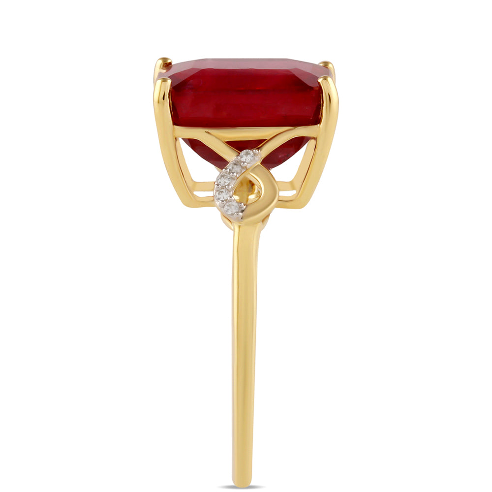Anel de Prata com Banho de Ouro com Rubi da Tailândia e Topázio Branco 3 