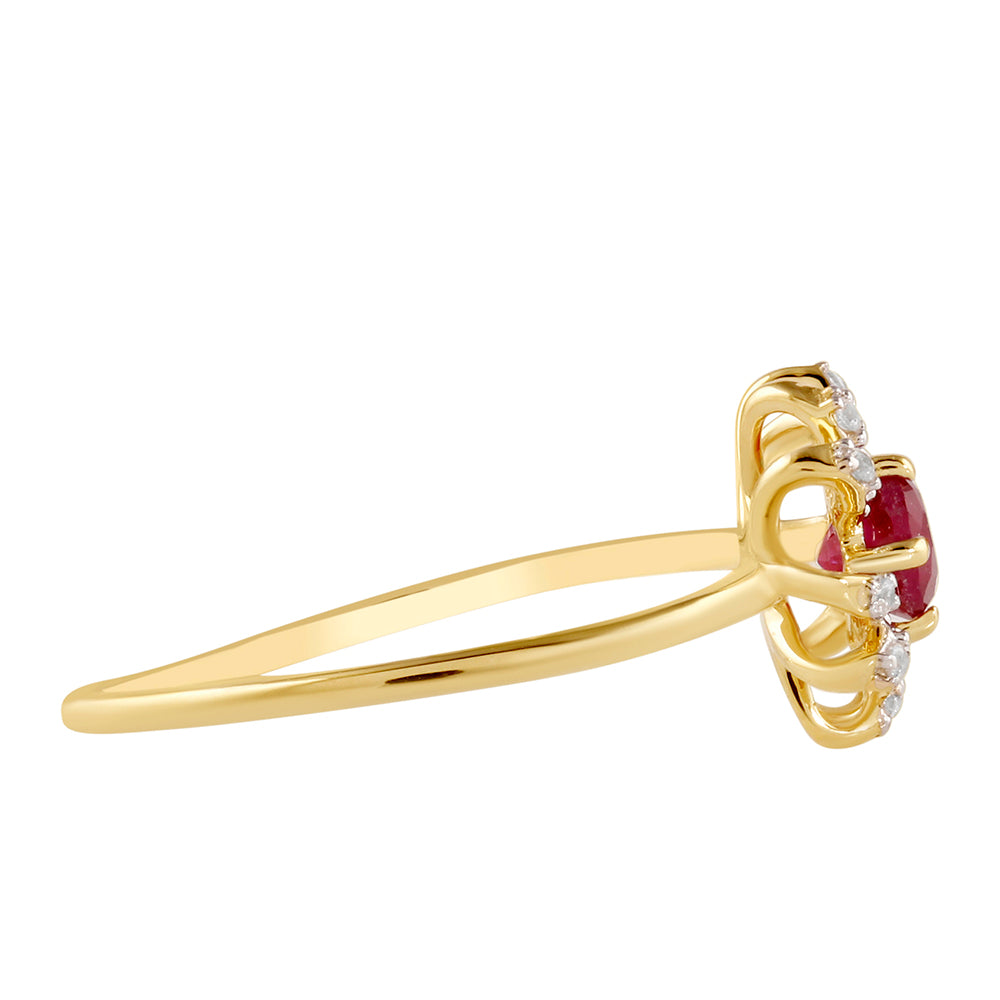 Anel de Prata com Banho de Ouro com Rubi da Tailândia e Topázio Branco 2 