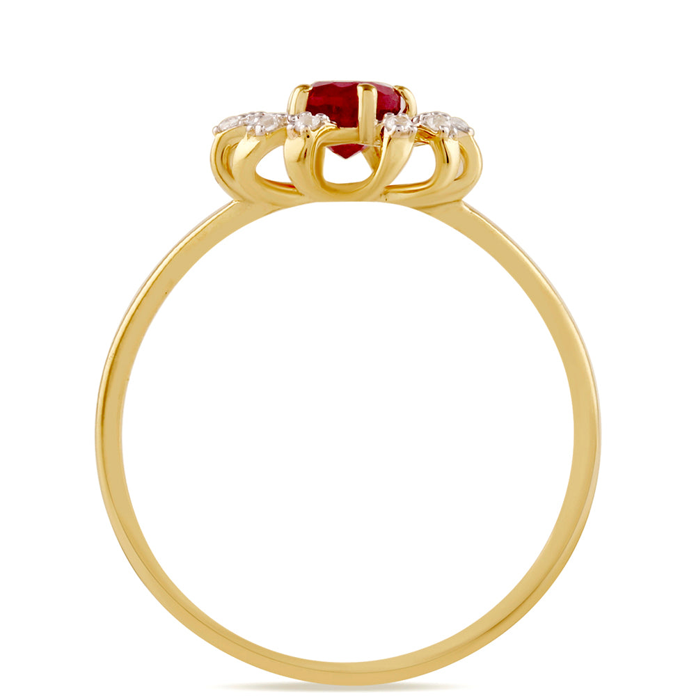 Anel de Prata com Banho de Ouro com Rubi da Tailândia e Topázio Branco 4 