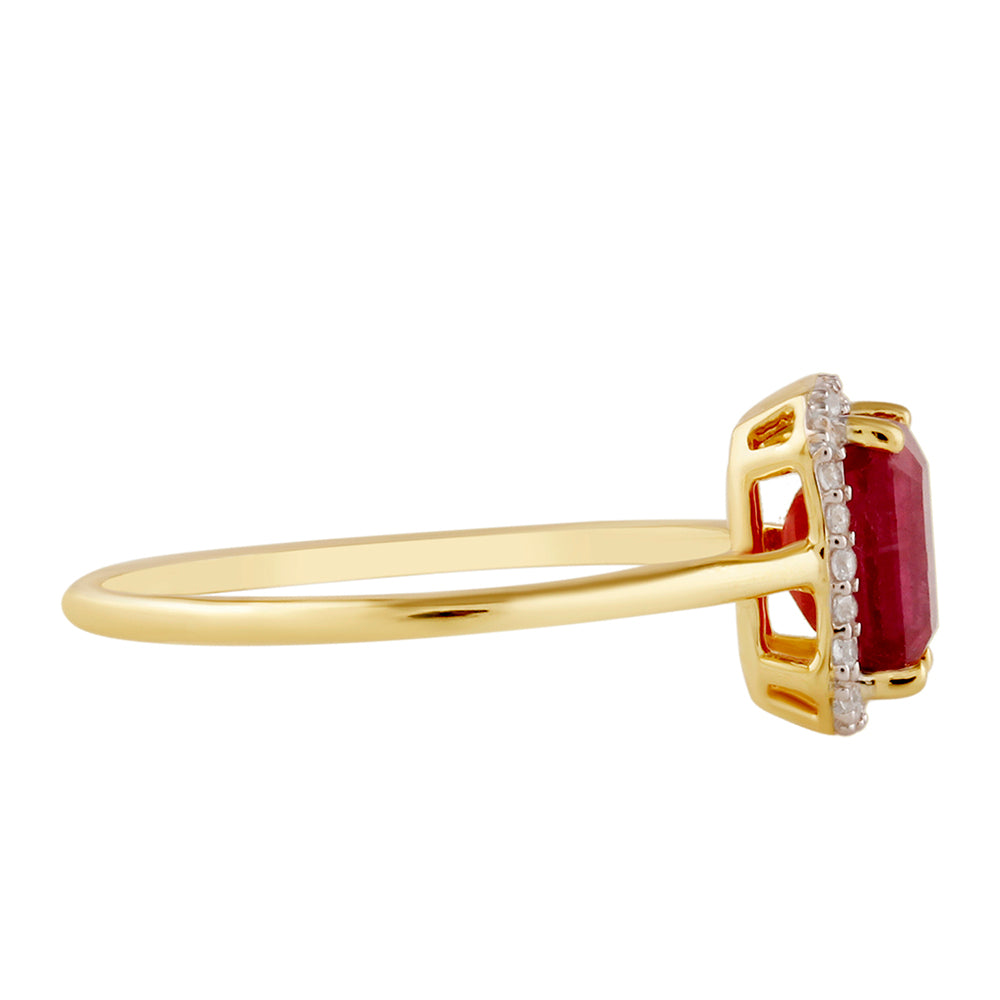 Anel de Prata com Banho de Ouro com Rubi da Tailândia e Topázio Branco 2 