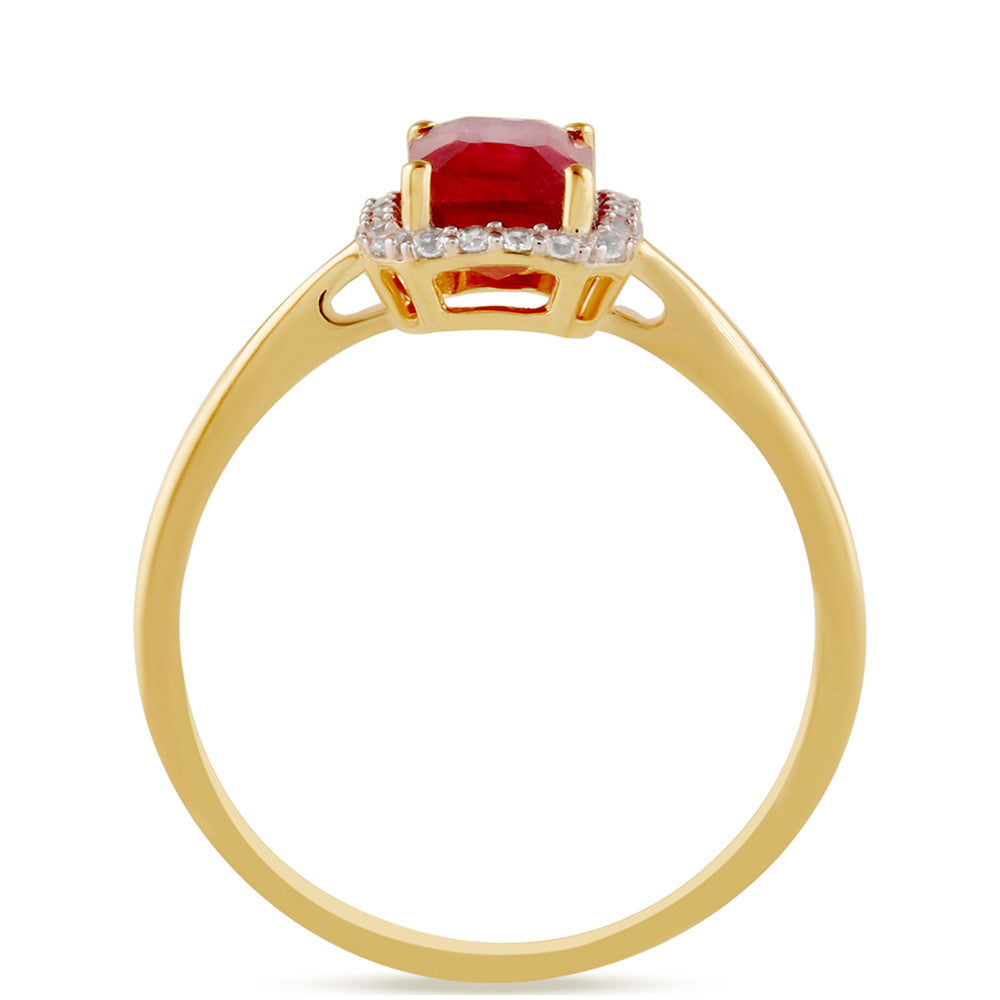 Anel de Prata com Banho de Ouro com Rubi da Tailândia e Topázio Branco 4 