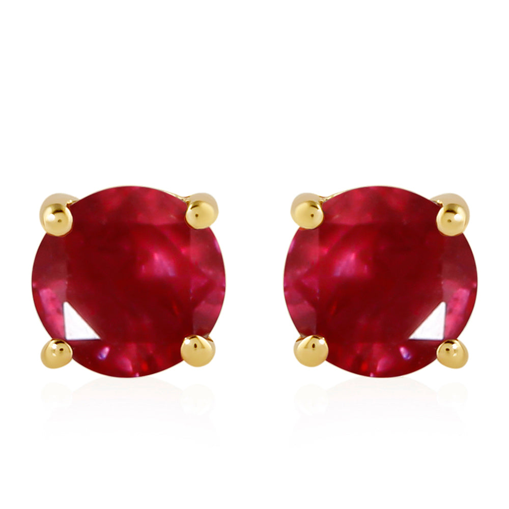 Brincos de Prata com Banho de Ouro com Rubi da Tailândia 1 