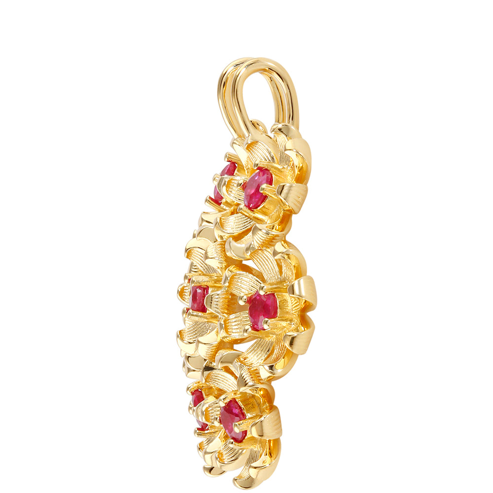 Pendente de Prata com Banho de Ouro com Rubi da Tailândia  Contraste: Cabeca de Veado (800) 2 