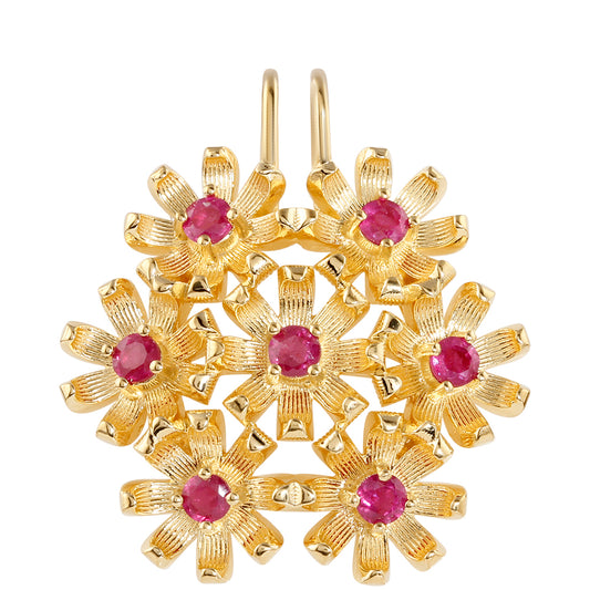 Pendente de Prata com Banho de Ouro com Rubi da Tailândia  Contraste: Cabeca de Veado (800)