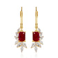 Brincos de Prata com Banho de Ouro com Rubi da Tailândia e Topázio Branco
