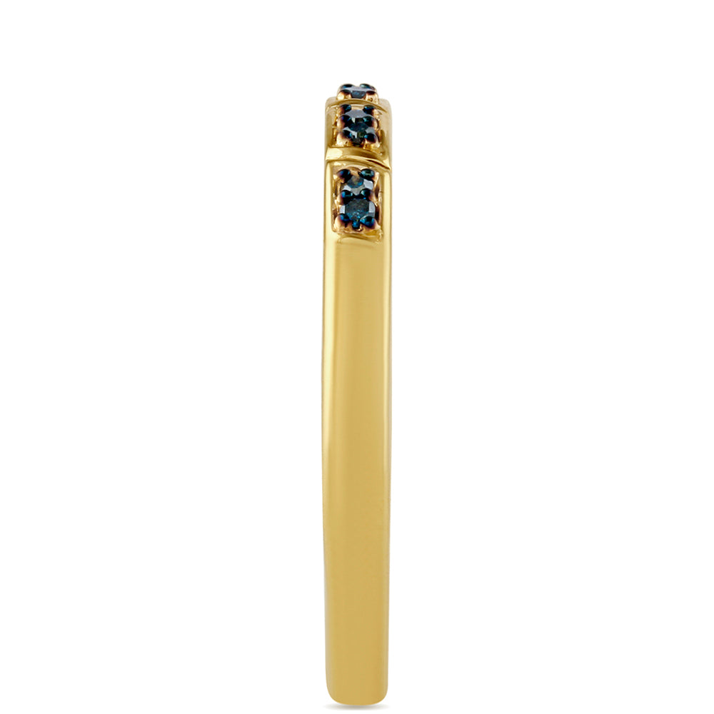 Anel de Prata com Banho de Ouro com Diamante Azul 3 