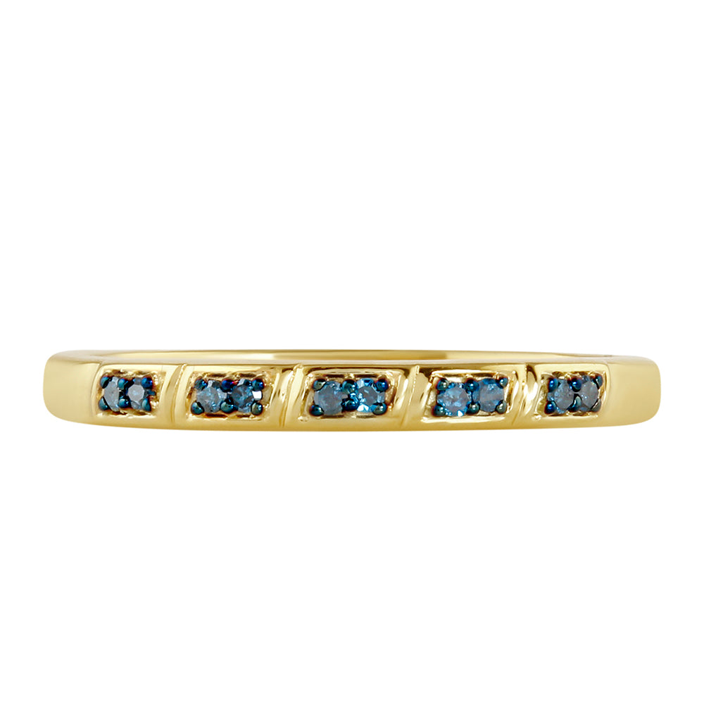 Anel de Prata com Banho de Ouro com Diamante Azul 1 