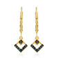 Brincos de Prata com Banho de Ouro com Diamante Azul