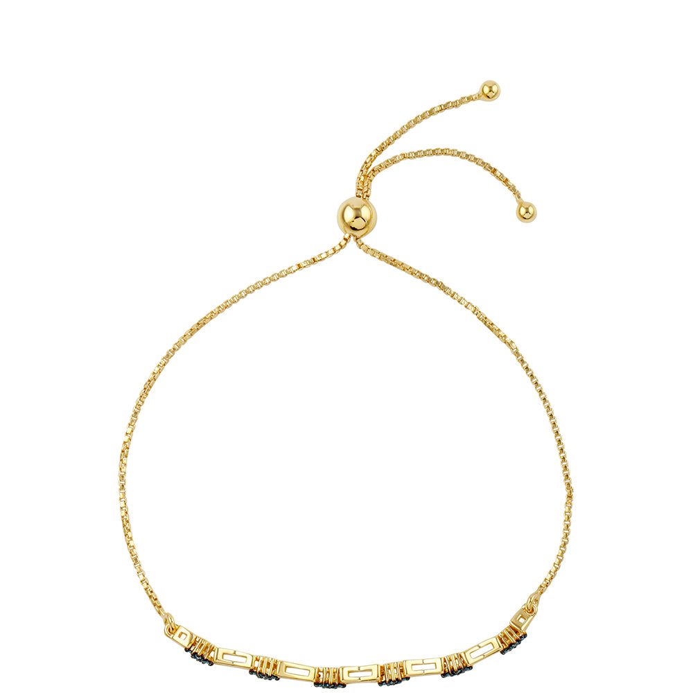 Pulseira de Prata com Banho de Ouro com Diamante Azul  Contraste: Cabeca de Veado (800)