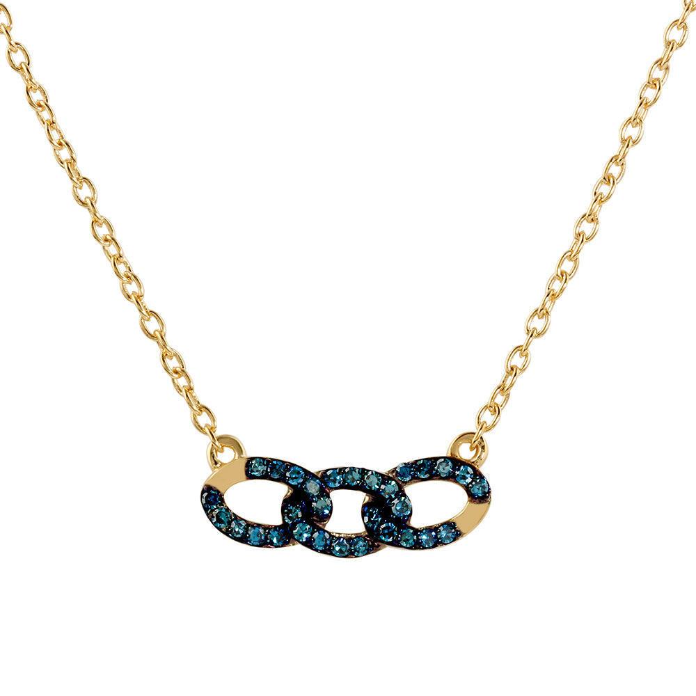 Colar de Prata com Banho de Ouro com Diamante Azul  Contraste: Cabeca de Veado (800) 1 