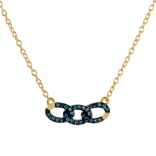 Colar de Prata com Banho de Ouro com Diamante Azul  Contraste: Cabeca de Veado (800)