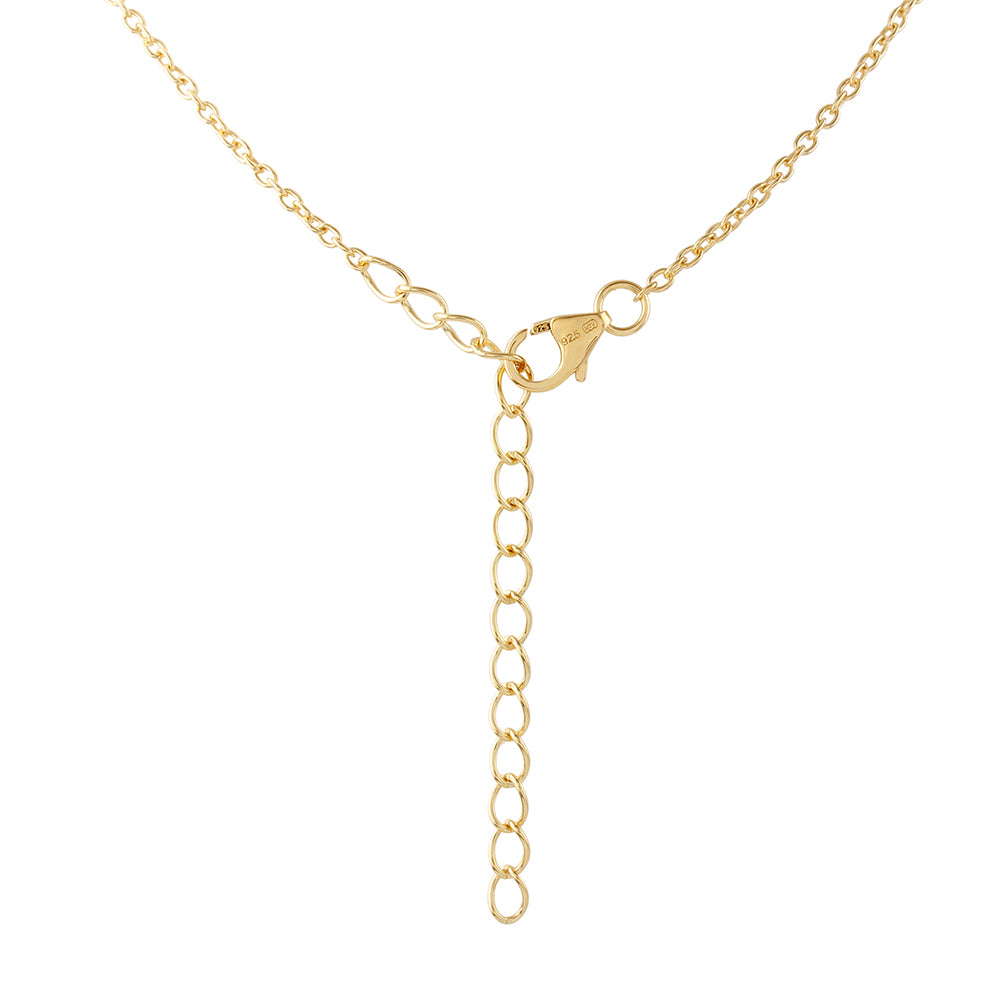 Colar de Prata com Banho de Ouro com Diamante Azul  Contraste: Cabeca de Veado (800)