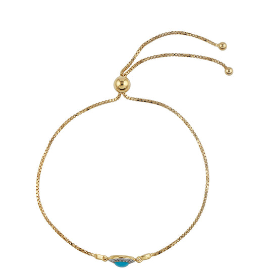 Pulseira de Prata com Banho de Ouro com Turquesa Bela Adormecida e Topázio Branco