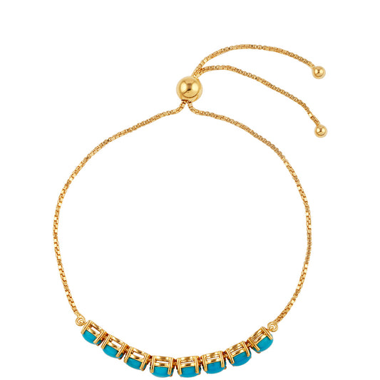 Pulseira de Prata com Banho de Ouro com Turquesa Bela Adormecida  Contraste: Cabeca de Veado (800)