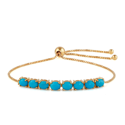 Pulseira de Prata com Banho de Ouro com Turquesa Bela Adormecida  Contraste: Cabeca de Veado (800)