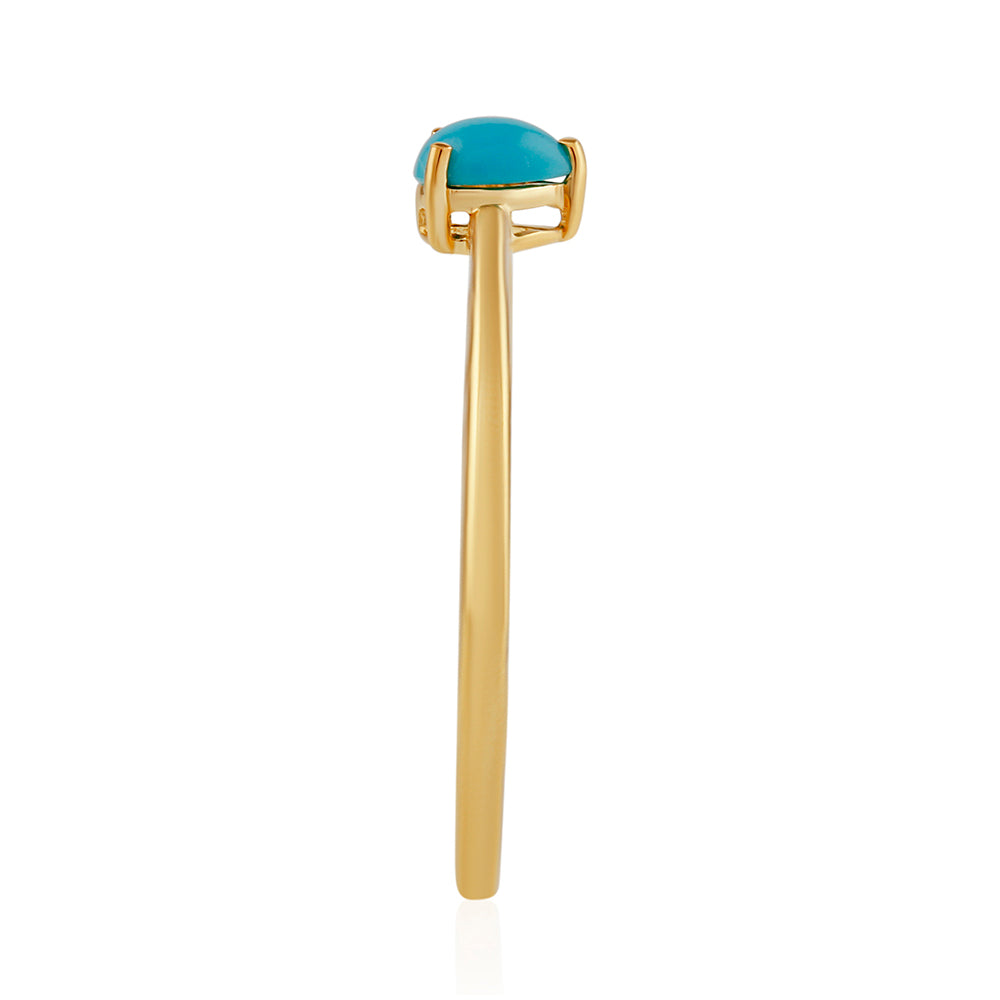 Anel de Prata com Banho de Ouro com Turquesa Bela Adormecida 2 
