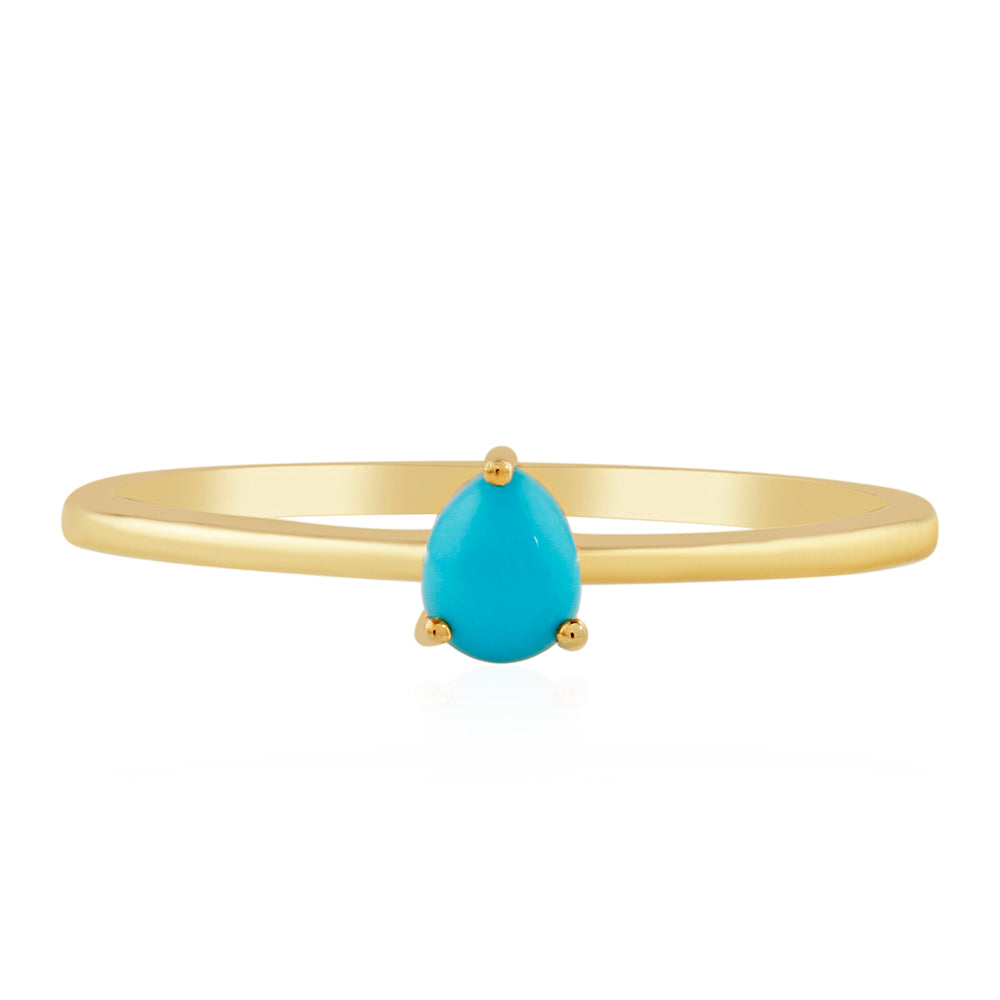 Anel de Prata com Banho de Ouro com Turquesa Bela Adormecida