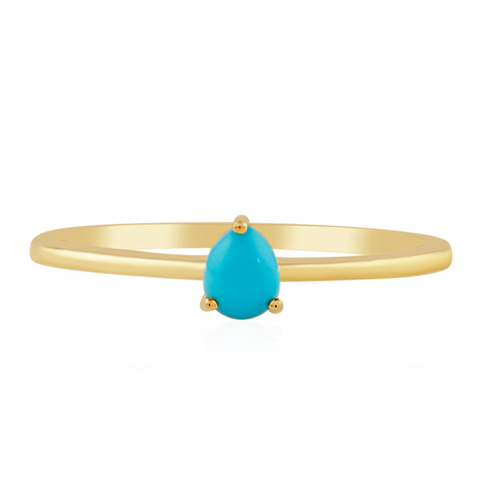 Anel de Prata com Banho de Ouro com Turquesa Bela Adormecida