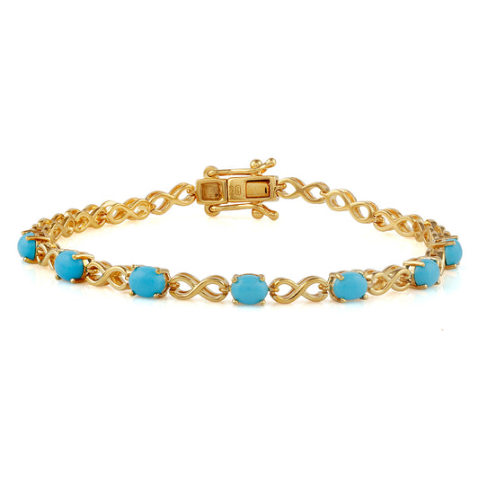 Pulseira de Prata com Banho de Ouro com Turquesa Bela Adormecida  Contraste: Cabeca de Veado (800)