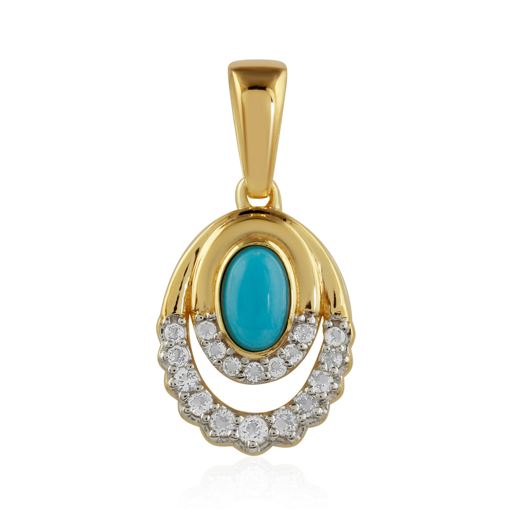 Pendente de Prata com Banho de Ouro com Turquesa Bela Adormecida e Topázio Branco 1 