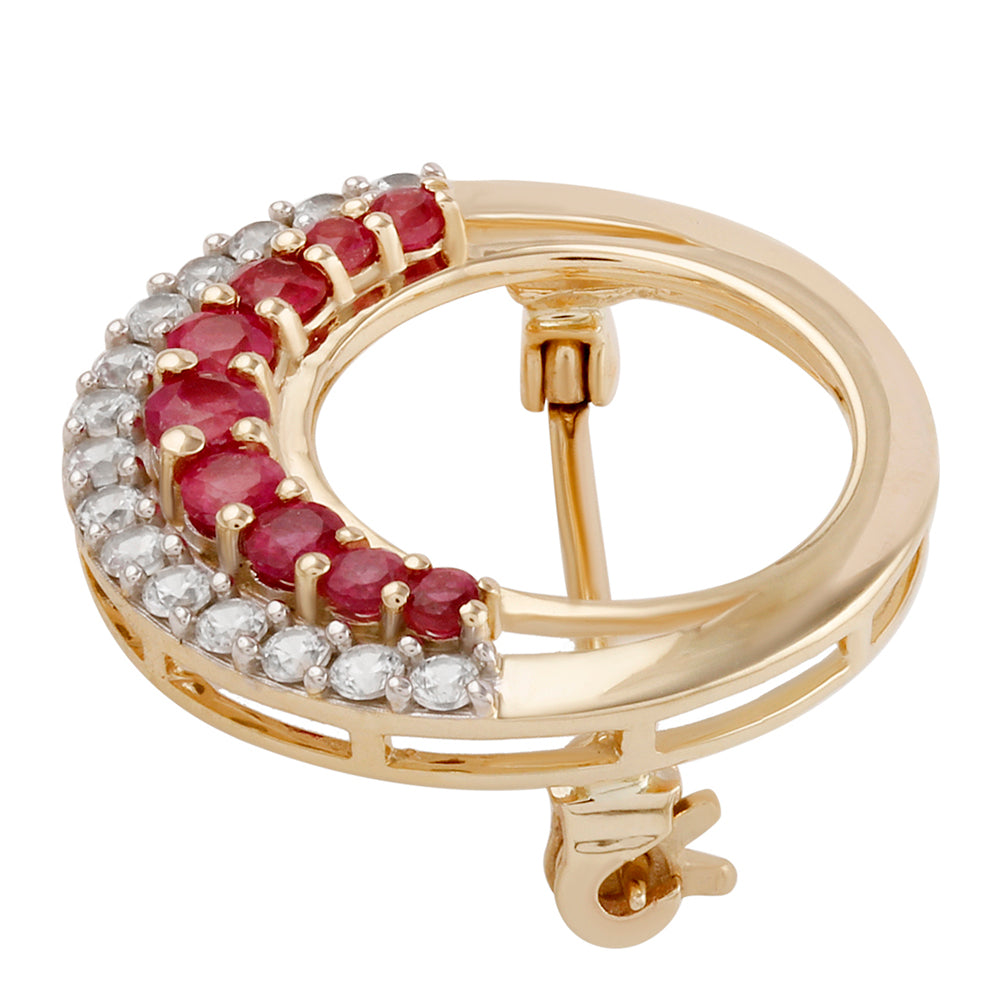 Alfinete de Ouro com Rubi de Madagáscar e Zircão Branco  Contraste: Cruz missionária