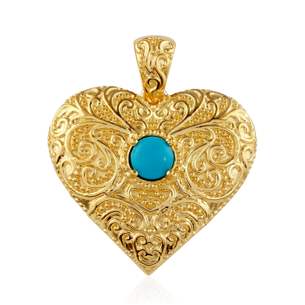 Pendente de Prata com Banho de Ouro com Turquesa Bela Adormecida  Contraste: Cabeca de Veado (800)