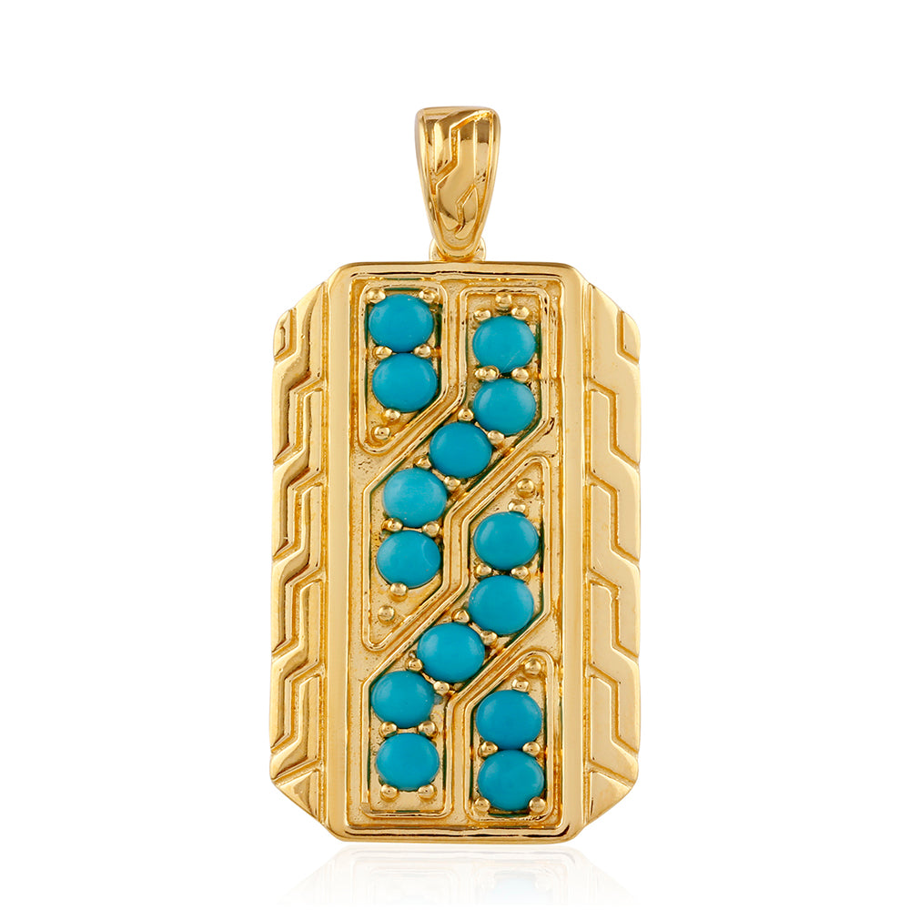 Pendente de Prata com Banho de Ouro com Turquesa Bela Adormecida  Contraste: Cabeca de Veado (800)