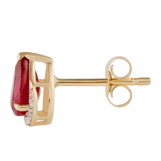 Brincos de Ouro com Rubi de Madagáscar e Zircão Branco  Contraste: Cruz missionária