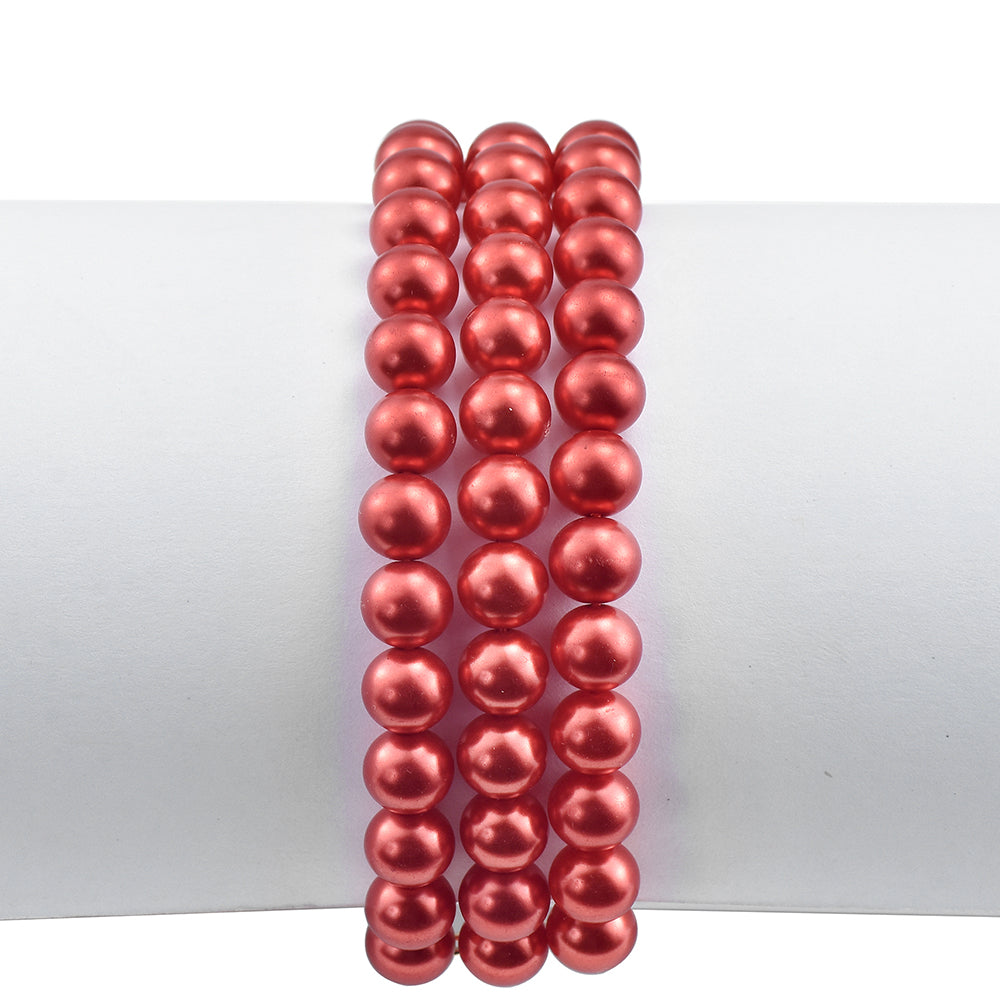 Pulseira de Prata com Banho de Ouro com Pérola Vermelha de Água Doce