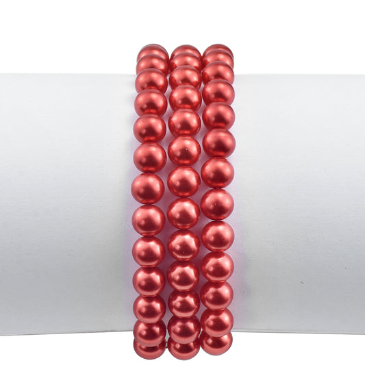 Pulseira de Prata com Banho de Ouro com Pérola Vermelha de Água Doce