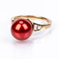 Anel de Prata com Banho de Ouro com Pérola Vermelha de Água Doce e Topázio Branco