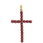 Cruz Pendente de Prata com Banho de Ouro com Pérola Vermelha de Água Doce
