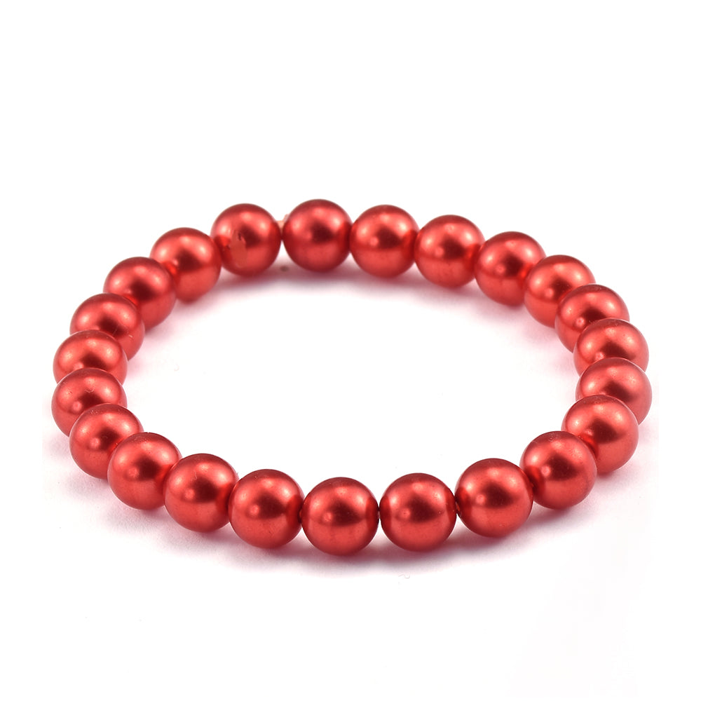 Conjunto de Prata com Banho de Ouro com Pérola Vermelha de Água Doce ( Colar+Brincos+Pulseira ) 3 