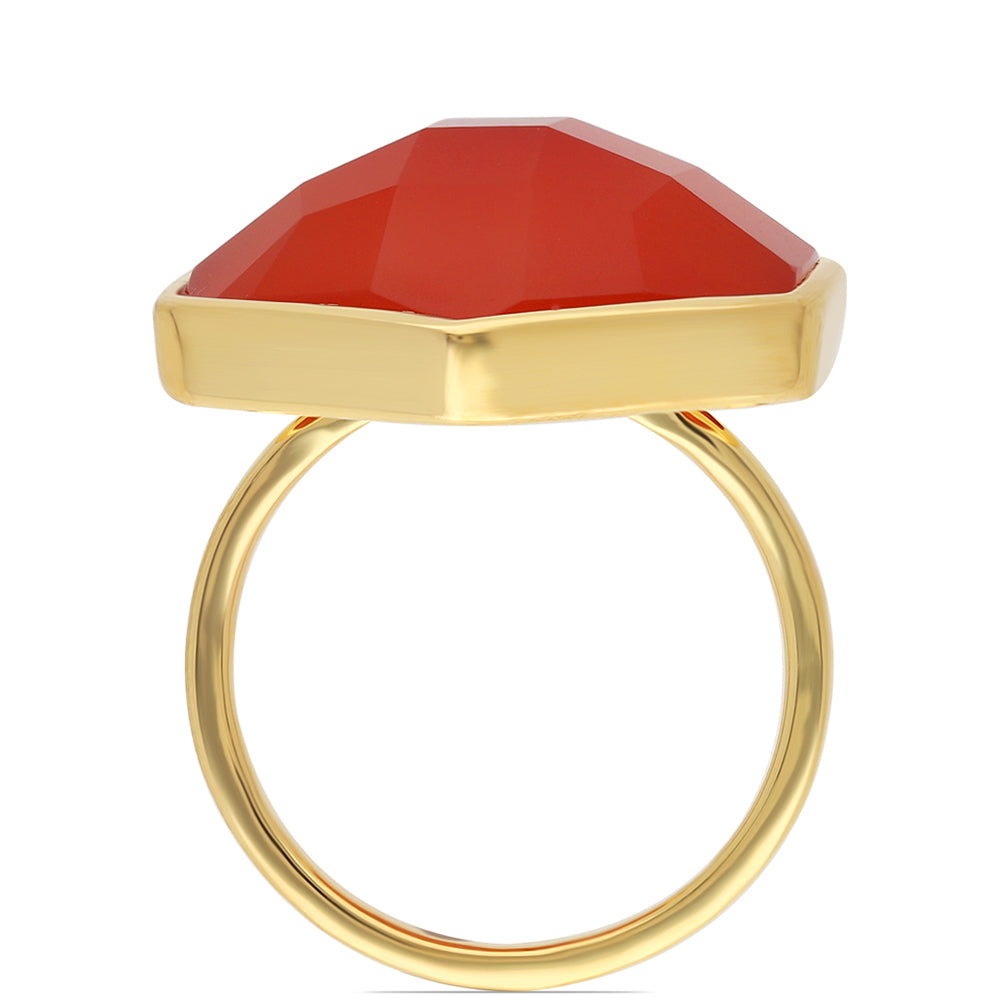 Anel de Prata com Banho de Ouro com Ónix Vermelho  Contraste: Cabeca de Veado (800) 3 