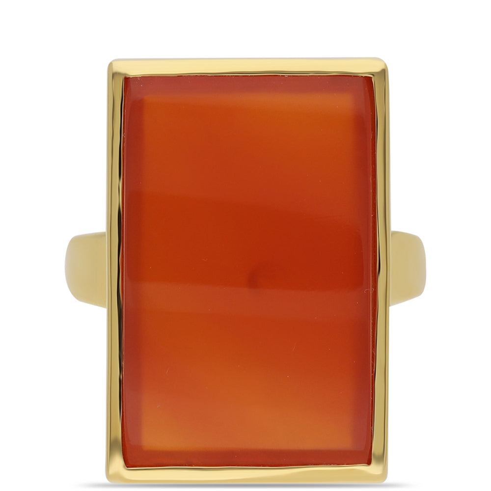 Anel de Prata com Banho de Ouro com Ónix Vermelho  Contraste: Cabeca de Veado (800)