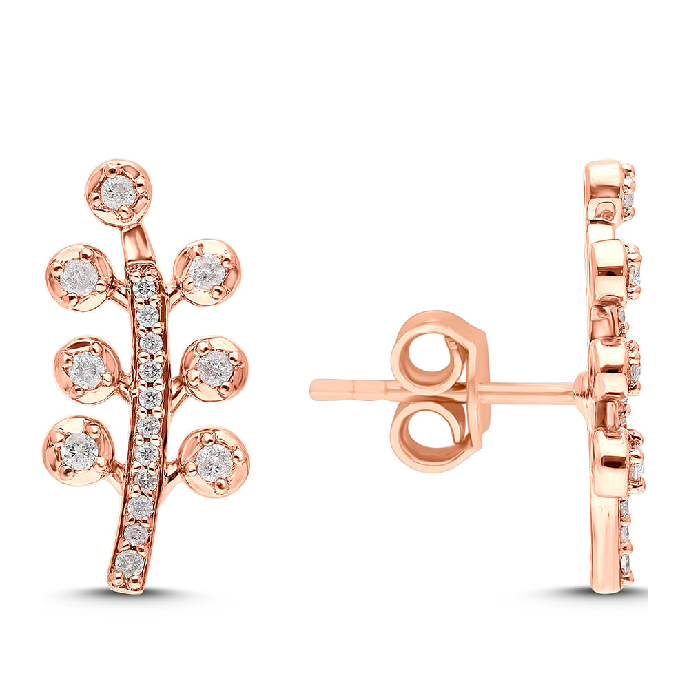 Brincos de Ouro com Diamante Rosa  Contraste: Cruz missionária