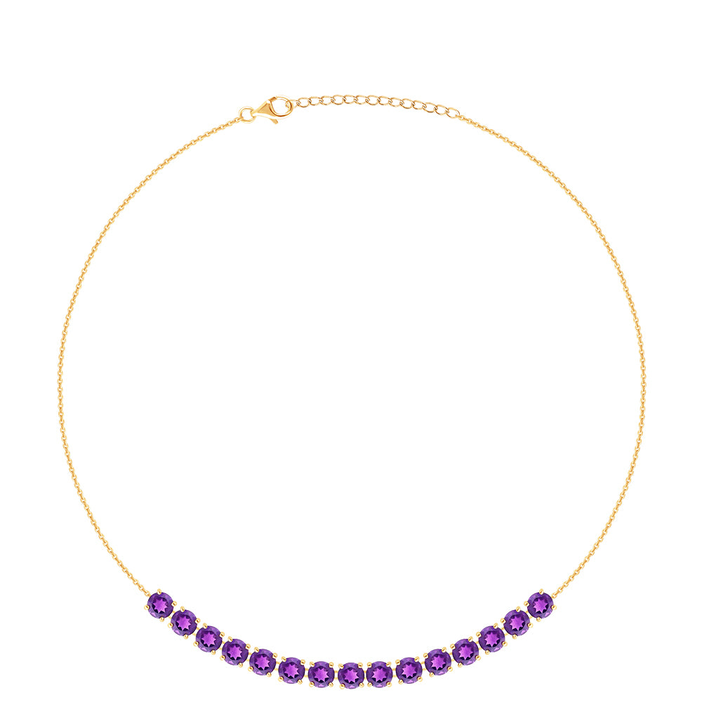 Colar de Prata com Banho de Ouro com Ametista de Marrocos  Contraste: Cabeca de Veado (800)