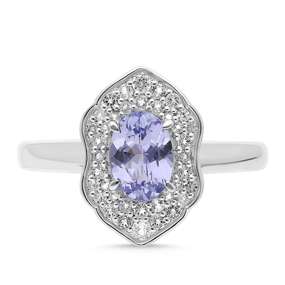 Anel de Prata com Tanzanite e Topázio Branco