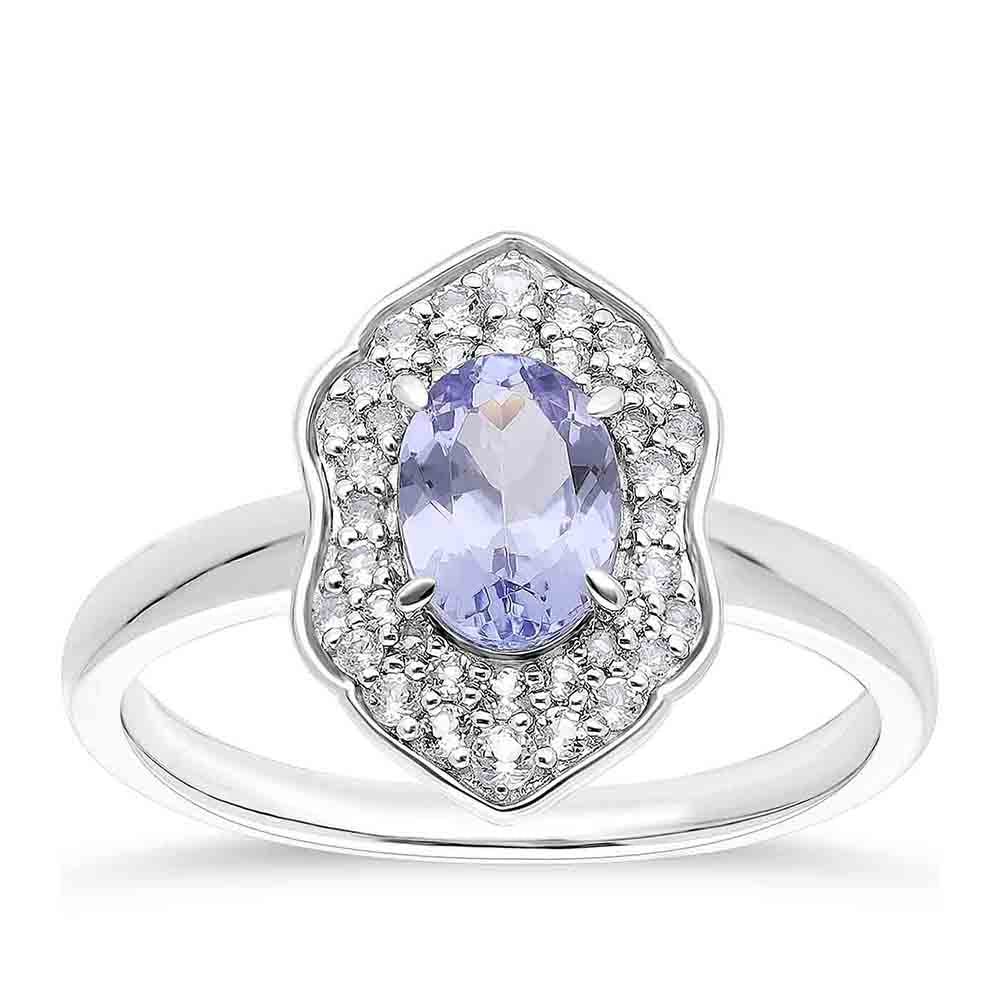 Anel de Prata com Tanzanite e Topázio Branco