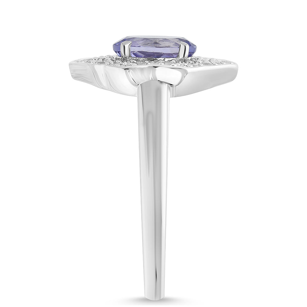 Anel de Prata com Tanzanite e Topázio Branco