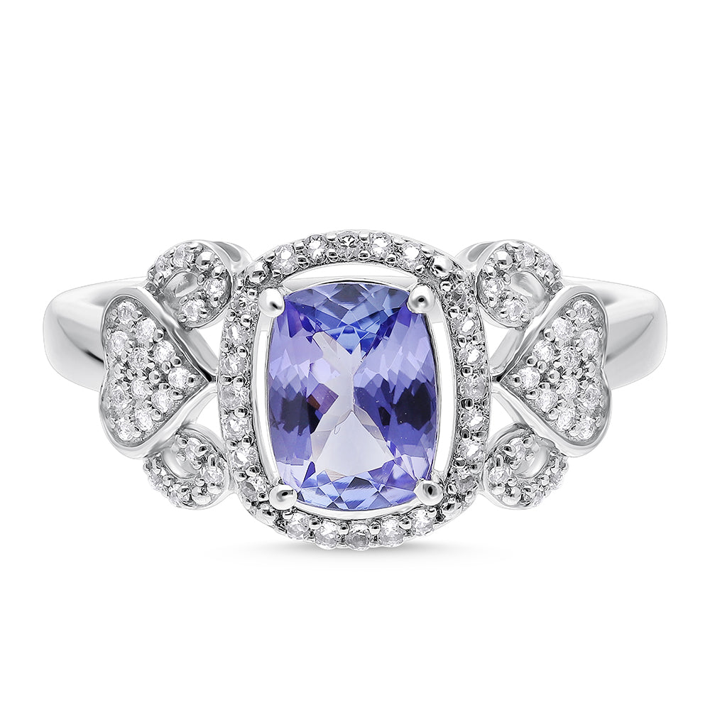Anel de Prata com Tanzanite e Topázio Branco 1 