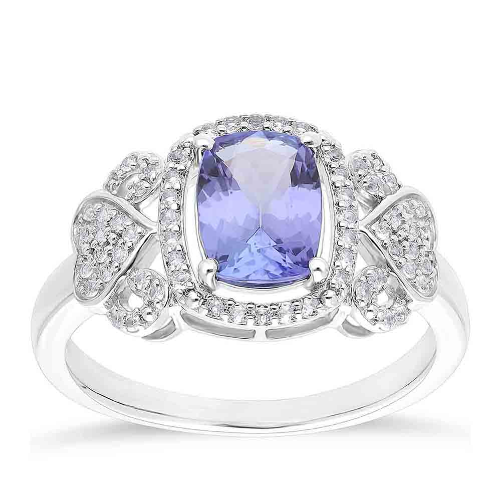Anel de Prata com Tanzanite e Topázio Branco 2 