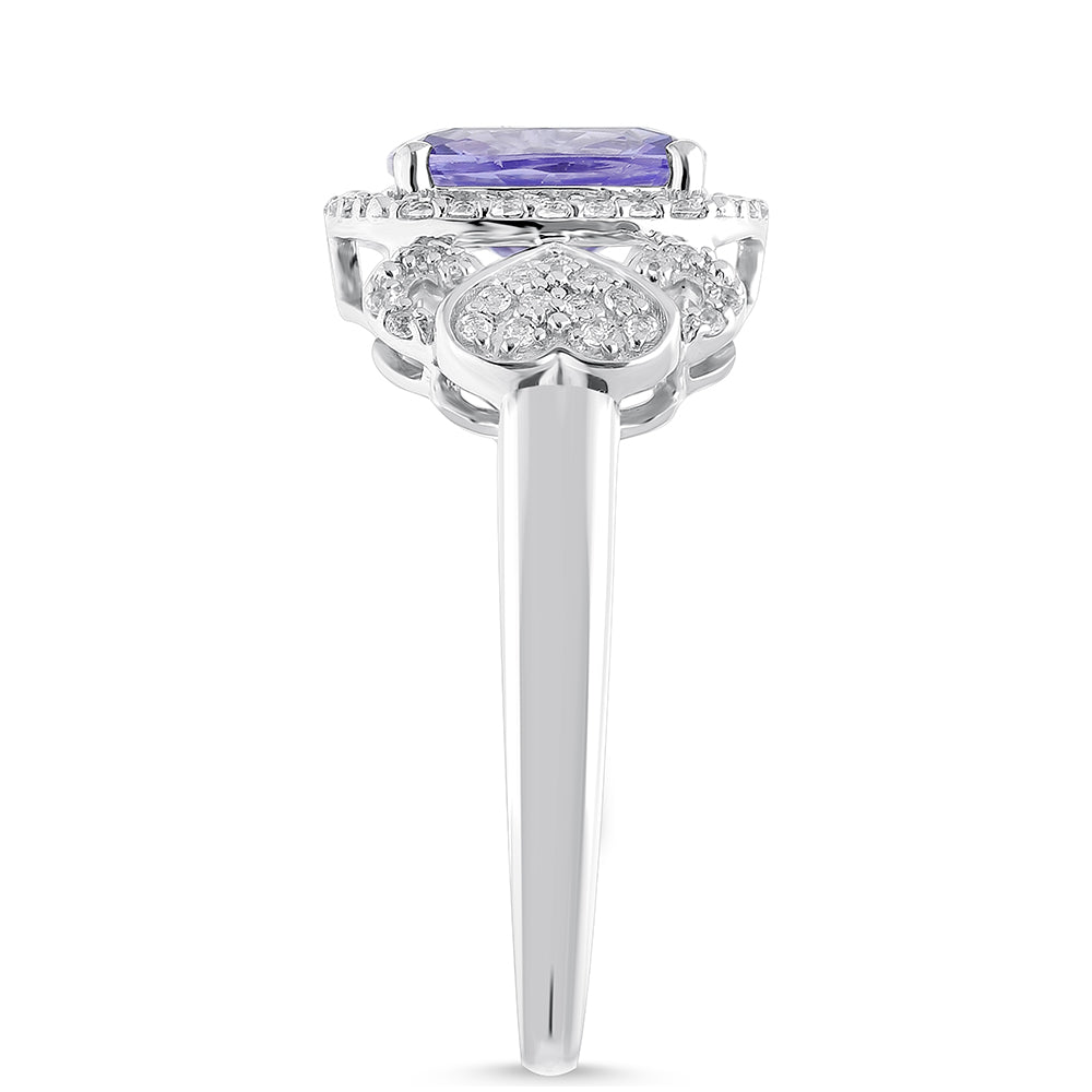 Anel de Prata com Tanzanite e Topázio Branco