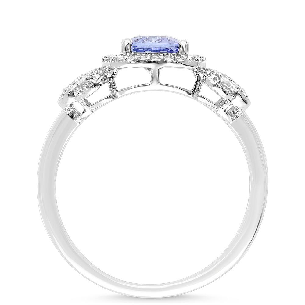 Anel de Prata com Tanzanite e Topázio Branco 4 