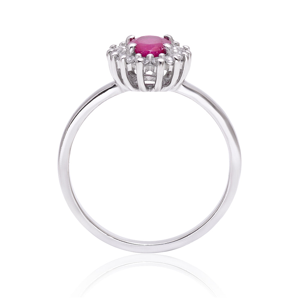 Anel de Prata com Rubi de Madagáscar e Topázio Branco