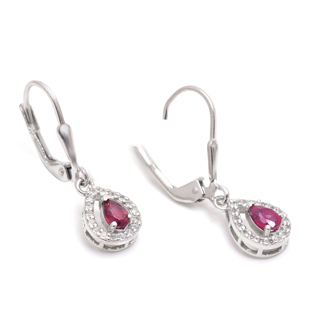 Brincos de Prata com Rubi de Madagáscar e Topázio Branco 3 